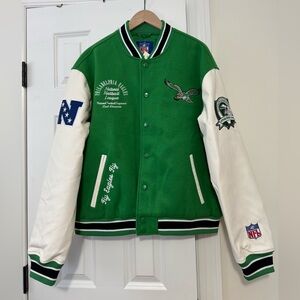 NFL Philadelphia Eagles Green and White Bomber Jacket